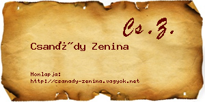 Csanády Zenina névjegykártya